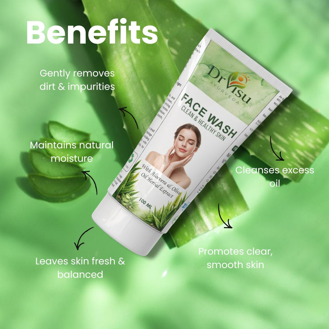 Dr Visu Aloe Vera & Olive Oil Extract Face Wash 100 ml | Gentle Cleansing & Skin Nourishment